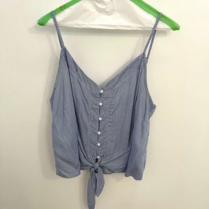 Blue and white striped top